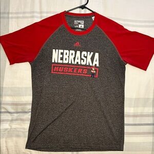 Adidas Nebraska Huskers Red and Gray Tee